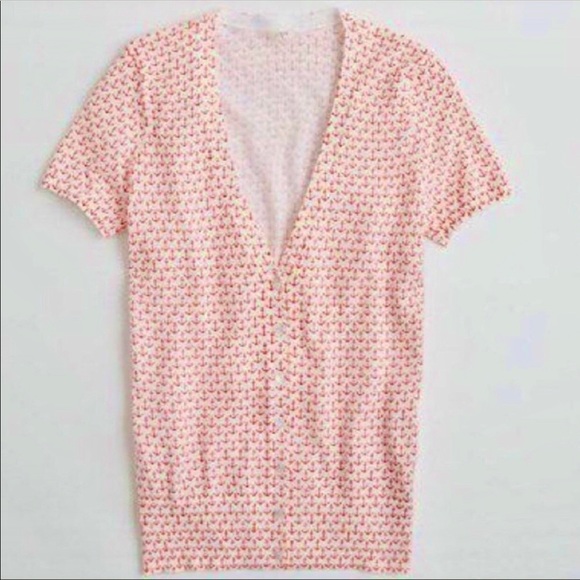 J. Crew Anchor Print Short Sleeved Cardigan Medium - Picture 2 of 7